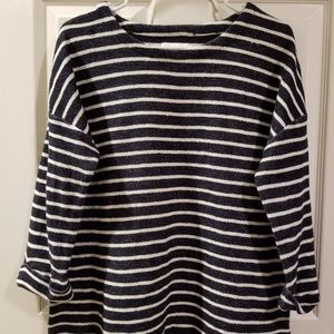 Coldwater Creek Navy Blue White Striped Sweater